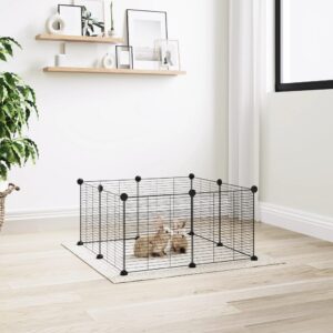 Spacious Black Steel Pet Playpen DIY Flexible Assembly Indoor Outdoor Cage