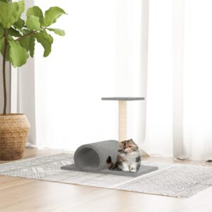 Cat Scratching Post with Tunnel Light Grey 60x34.5x50 cm