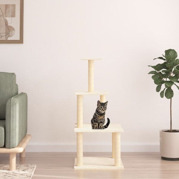 Deluxe Cream Cat Tree Tower Multi-Level with Plush Perches Sisal Scratch Posts