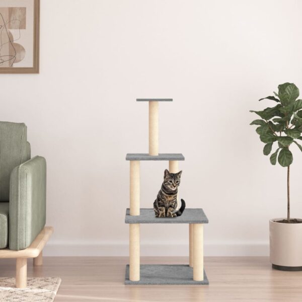 Luxury Multi-Level Cat Tree Tower with Plush Perches Sisal Scratch Posts Gray