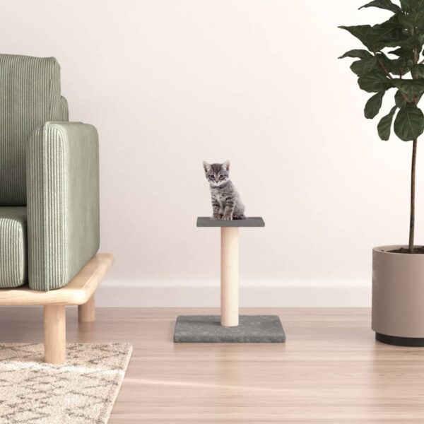 Deluxe Light Grey Cat Scratching Post with Cozy Platform - Soft Plush & Sisal