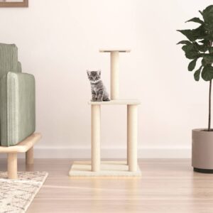 Cat Tree with Sisal Scratching Posts Cream 85.5 cm