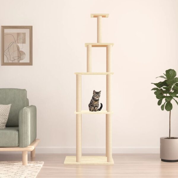 Cat Tree with Sisal Scratching Posts Cream 183 cm