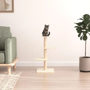 Deluxe Cream Cat Tree Tower Multi-Level with Soft Plush Sisal Scratching Posts