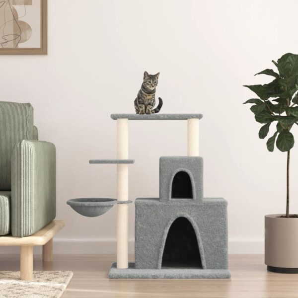 Deluxe Multi-Level Cat Tree Tower with Sisal Scratching Posts Light Grey