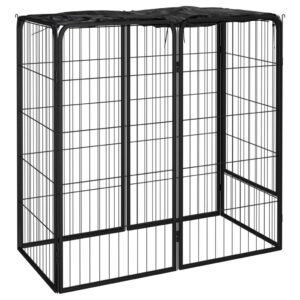 Heavy Duty Dog Playpen Outdoor Indoor Puppy Exercise Barrier Secure Gate Black