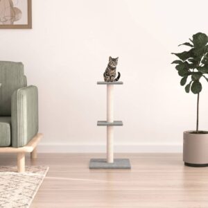 Luxury Multi-Level Cat Tree Tower with Plush Perches Sisal Scratch Posts Gray