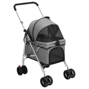 Folding Dog Stroller Grey 76x50x100 cm Oxford Fabric