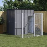 Dog House with Run Anthracite 165x251x181 cm Galvanised Steel