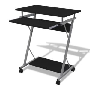 Compact Computer Desk with Pull-out Keyboard Tray Black