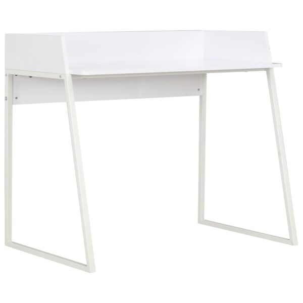 Modern White Compact Desk Home Office Study Workstation with Elevated Back Board