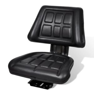 High Comfort Sliding Tractor Seat with Backrest Waterproof Adjustable Black