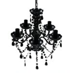 Elegant Black Crystal Chandelier Ceiling Light Fixture for Living Dining Room