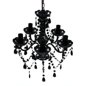 Elegant Black Crystal Chandelier Ceiling Light Fixture for Living Dining Room