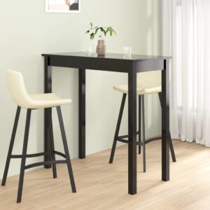 Modern Black MDF High Bar Table Sturdy Pine Wood Legs Kitchen Dining Furniture