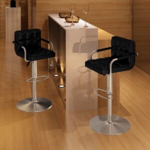 Bar Stools 2 pcs Black Faux Leather