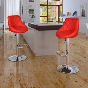 Bar Stools 2 pcs Red Faux Leather