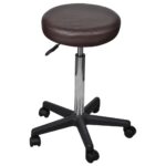 Adjustable Modern Office Stool Comfortable Lightweight Brown Upholstered Seat