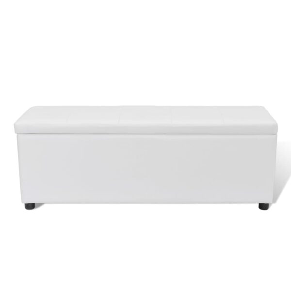 White Storage Bench Medium Elegant Comfortable Cushioned Top Easy Open