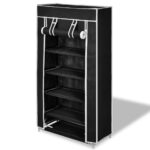 High-Quality Black Fabric Shoe Organizer Cabinet with Zip Cover Lightweight