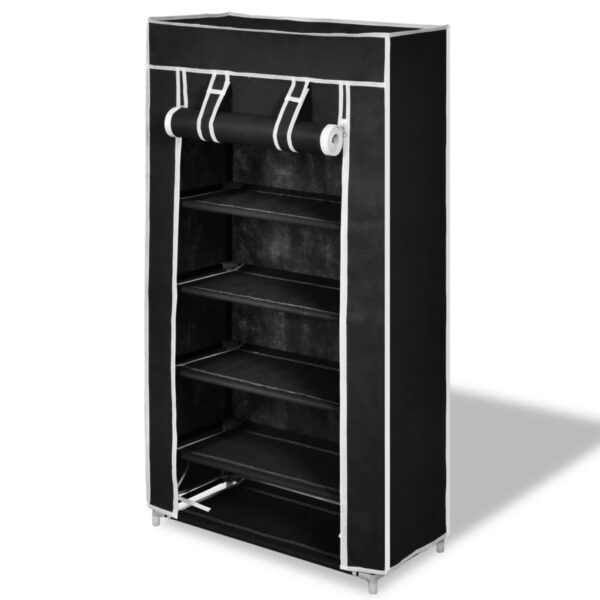 High-Quality Black Fabric Shoe Organizer Cabinet with Zip Cover Lightweight