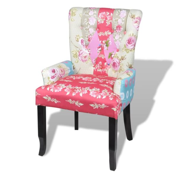 Ergonomic Patchwork Fabric Chair Colorful Stylish Unique Design Comfort Seat