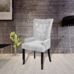 Elegant Silver Velvet Armchair Comfortable Ergonomic Wooden Frame Luxurious Seating