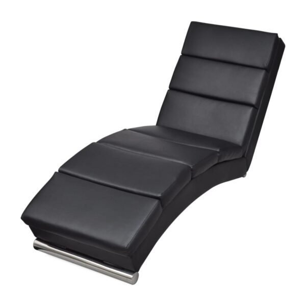 Elegant Black Faux Leather Chaise Lounge Chair Comfortable Padded Recliner