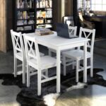 Elegant White Dining Set Solid Pine Wood Table Chairs Kitchen Furniture Classic