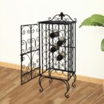 Elegant Metal Wine Rack Floor Standing Lockable Storage Organizer Rust Proof