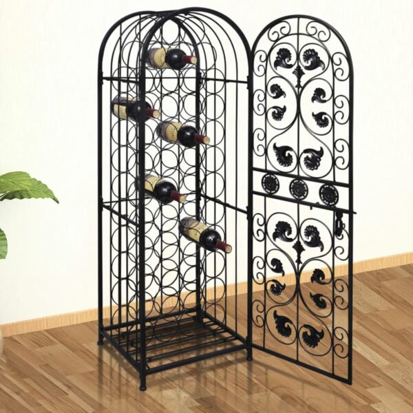 Elegant Metal Wine Rack Floor Standing Rust Proof Lockable Storage Organizer