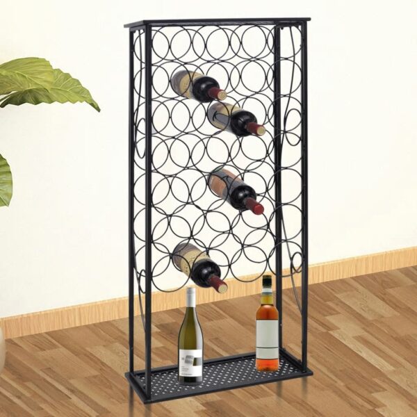 Elegant Metal Wine Rack Floor Standing Rust Free Bottle Storage Romantic Decor