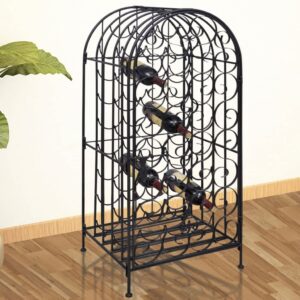 Elegant Metal Wine Rack Floor Standing Bottle Holder Storage with Lock Door