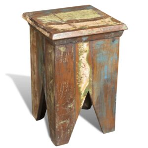 Vintage Handmade Solid Reclaimed Wood Stool Rustic Multicolor Seating Decor