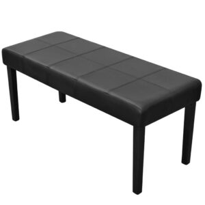 Black Luxury Faux Leather Padded Bench Elegant Home Seating Comfort Chic Decor