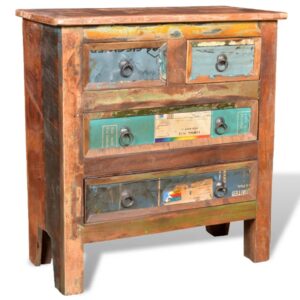 Vintage Reclaimed Solid Wood Storage Cabinet Handmade Multicolor Drawers