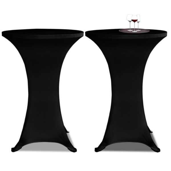 Standing Table Cover Ø 80 cm Black Stretch 2 pcs