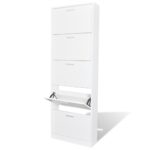 Modern White Wooden Shoe Storage Cabinet Large Organizer Dust-Free Entryway