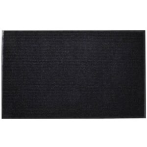 Heavy Duty Black PVC Backed Polyester Door Mat Non-Slip Indoor Outdoor Use