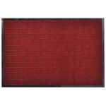 Heavy Duty Red PVC Backed Polyester Door Mat Non-Slip Indoor Outdoor Use