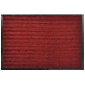 Heavy Duty Red PVC Backed Polyester Door Mat Non-Slip Indoor Outdoor Use