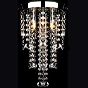 Elegant White Ceiling Lamp Crystal Bead Decor Chrome Finish Durable Light Fixture