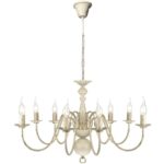 Elegant Antique White Metal Chandelier Ceiling Pendant Light Classic Design