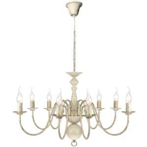 Elegant Antique White Metal Chandelier Ceiling Pendant Light Classic Design