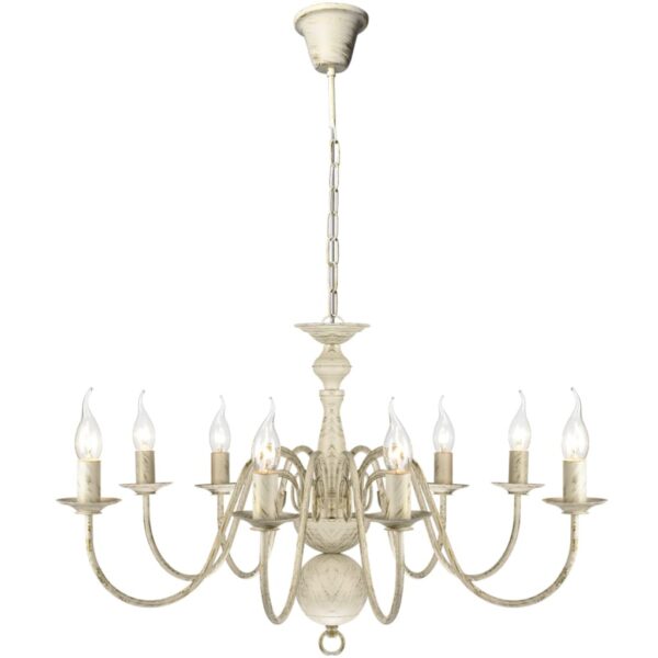 Elegant Antique White Metal Chandelier Ceiling Pendant Light Classic Design