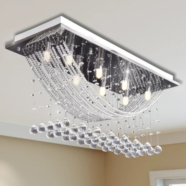 Elegant Ceiling Lamp Crystal Bead Glitter Glass Modern Home Decor Lighting Fixture