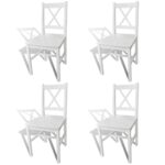 Elegant White Solid Pine Wood Dining Chairs Set of Four Ergonomic Design