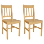 Elegant Solid Pine Wood Dining Chairs Set of Two Ergonomic Kitchen Furniture