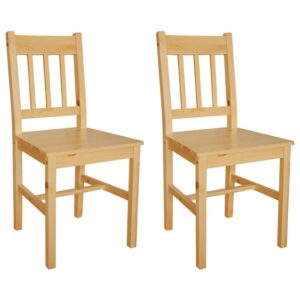 Elegant Solid Pine Wood Dining Chairs Set of Two Ergonomic Kitchen Furniture