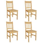 Elegant Solid Pine Wood Dining Chairs Set of Four Ergonomic Kitchen Seating